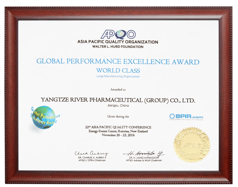 全球卓越績(jī)效獎(jiǎng)（2016）